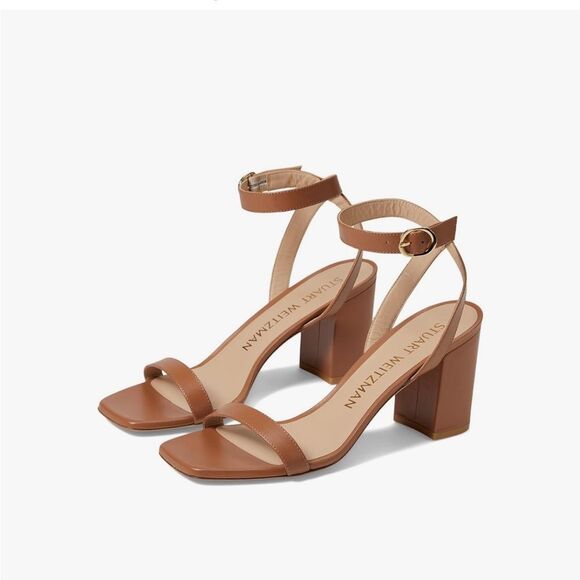 Stuart Weitzman Nearlybare Sandal in Tan Size 8 - Picture 1 of 8